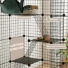 Binnen Kattenkooi 140 Cm, 4 verdiepingen Stalen Kattenverblijf Met 5 Deuren, Ladders, Hangmat En Platform, DIY Zwart
