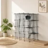 Binnen Kattenkooi 140 Cm, 4 verdiepingen Stalen Kattenverblijf Met 5 Deuren, Ladders, Hangmat En Platform, DIY Zwart