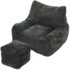 Bodemstoel Met Ottoman, Frameless Cloud stoel Van Chenille, Met Rugleuning En Armleuningen