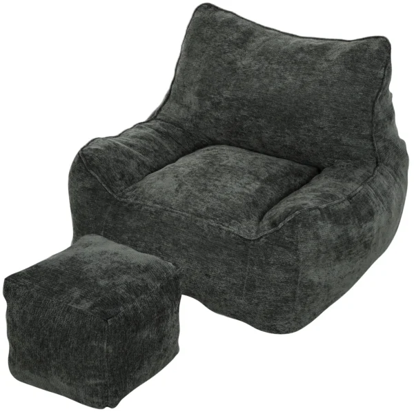 Bodemstoel Met Ottoman, Frameless Cloud stoel Van Chenille, Met Rugleuning En Armleuningen