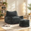 Bodemstoel Met Ottoman, Frameless Cloud stoel Van Chenille, Met Rugleuning En Armleuningen