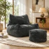 Bodemstoel Met Ottoman, Frameless Cloud stoel Van Chenille, Met Rugleuning En Armleuningen