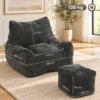Bodemstoel Met Ottoman, Frameless Cloud stoel Van Chenille, Met Rugleuning En Armleuningen