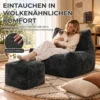 Bodemstoel Met Ottoman, Frameless Cloud stoel Van Chenille, Met Rugleuning En Armleuningen