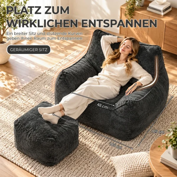 Bodemstoel Met Ottoman, Frameless Cloud stoel Van Chenille, Met Rugleuning En Armleuningen