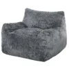 Bodemstoel Voor Volwassenen, Grote Cloud bodemlounge Zonder Frame, Met Rugsteun En Armleuningen, Geen Montage Nodig, Grijs