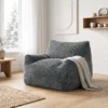 Bodemstoel Voor Volwassenen, Grote Cloud bodemlounge Zonder Frame, Met Rugsteun En Armleuningen, Geen Montage Nodig, Grijs