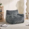 Bodemstoel Voor Volwassenen, Grote Cloud bodemlounge Zonder Frame, Met Rugsteun En Armleuningen, Geen Montage Nodig, Grijs