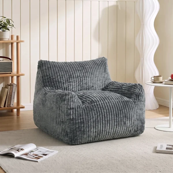 Bodemstoel Voor Volwassenen, Grote Cloud bodemlounge Zonder Frame, Met Rugsteun En Armleuningen, Geen Montage Nodig, Grijs