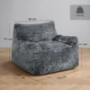 Bodemstoel Voor Volwassenen, Grote Cloud bodemlounge Zonder Frame, Met Rugsteun En Armleuningen, Geen Montage Nodig, Grijs