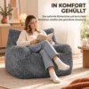 Bodemstoel Voor Volwassenen, Grote Cloud bodemlounge Zonder Frame, Met Rugsteun En Armleuningen, Geen Montage Nodig, Grijs