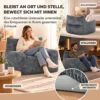 Bodemstoel Voor Volwassenen, Grote Cloud bodemlounge Zonder Frame, Met Rugsteun En Armleuningen, Geen Montage Nodig, Grijs