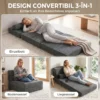 Bodenstoel Met Rugsteun, Cord Boneless Cloud Opvouwbare Slaapbank Met Dik Kussen, Donkergrijs
