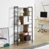 Boekenkast, Smal Staand Rek Met 5 Niveaus, Kantoorrek Voor Woonkamer, 77 X 30 X 157,5 Cm, Rustiek Bruin
