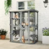 Buiten Kattenverblijf Beloopbaar Houten Kattenhuis Met 4 Platformen Waterafstotend Oxford dak 2 3 Katten Tot 8 Kg