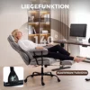 Bureaustoel Met 6 punts Massage En Verwarming, Bureaustoel Met Voetensteun, Lendensteun En Brede Zitting, Grijs