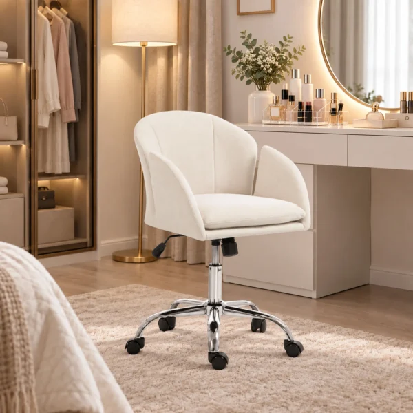 Bürostuhl Höhenverstellbar 360° Drehbarer Schreibtischstuhl Mit Blumenform Wippfunktion, Chenilleoptik Bis 120 Kg