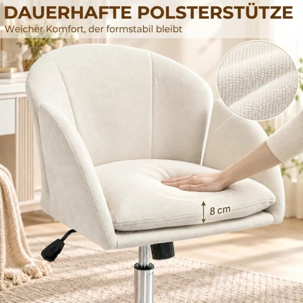 Bürostuhl Höhenverstellbar 360° Drehbarer Schreibtischstuhl Mit Blumenform Wippfunktion, Chenilleoptik Bis 120 Kg
