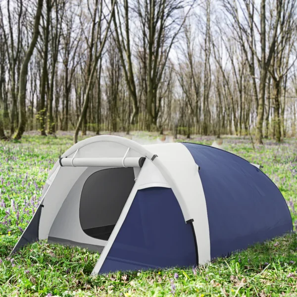 Campingtent Voor 3 4 Personen, Robuust, Met Draagtas, 2 Openingen, Accessoires, Blauw