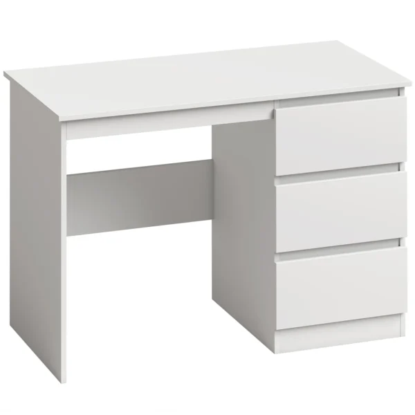 Computertafel Bureau Met 3 Lades, Moderne Bureautafel PC Tafel 100 X 50 X 75 Cm, Wit