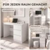 Computertafel Bureau Met 3 Lades, Moderne Bureautafel PC Tafel 100 X 50 X 75 Cm, Wit