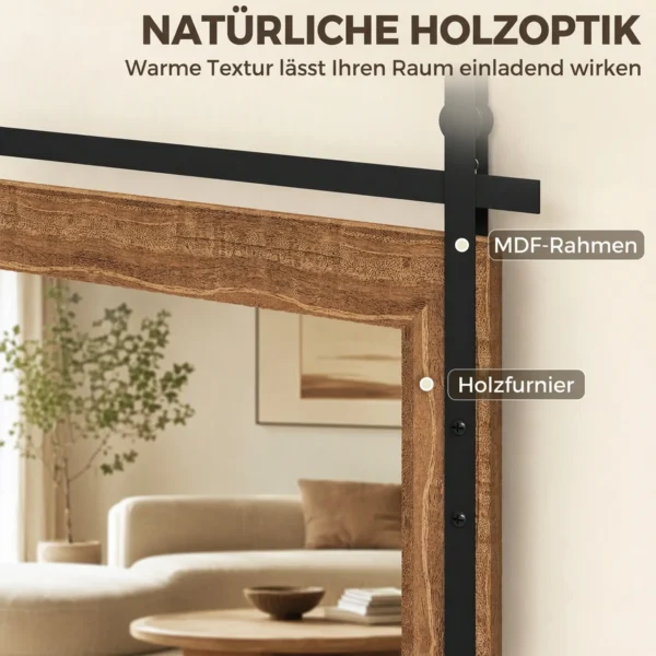 Decoratieve Rechthoekige Wandspiegel Voor Woonkamer, Hangspiegel 86,5 X 61 Cm Lichtbruin