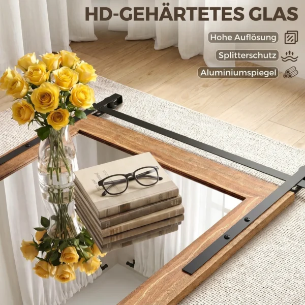 Decoratieve Rechthoekige Wandspiegel Voor Woonkamer, Hangspiegel 86,5 X 61 Cm Lichtbruin