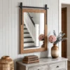 Decoratieve Rechthoekige Wandspiegel Voor Woonkamer, Hangspiegel 86,5 X 61 Cm Lichtbruin