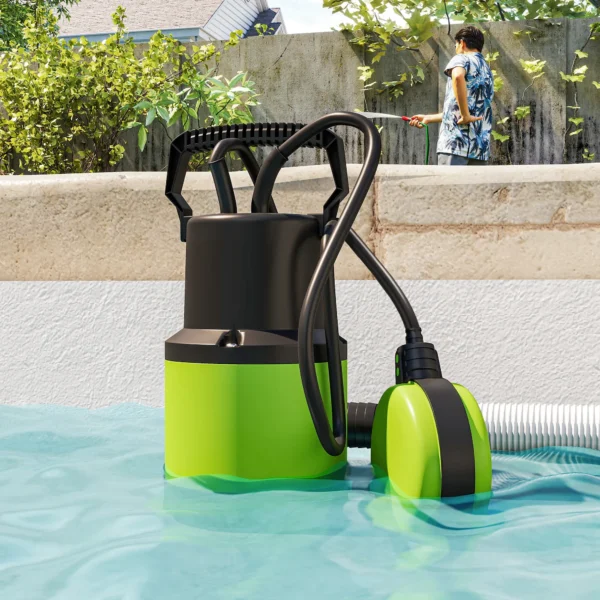 Duikpomp Vijverpomp Waterpomp Met Vlotter Schakelaar Fontein 400W 9000L/h 16 X 14 X 27 Cm Groen