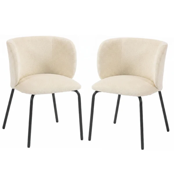 Eetkamerstoelen Ergonomische Armleuning Gestoffeerde Keukenstoelen Metalen Poten Set Van 2 Beige