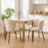 Eetkamerstoelen Ergonomische Armleuning Gestoffeerde Keukenstoelen Metalen Poten Set Van 2 Beige