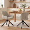 Eetkamerstoelen Set Van 2, Draaibare Keukenstoel Met Armleuningen, Metalen Frame Voor Woonkamer, Eetkamer, Beige