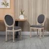 Eetkamerstoelen Set Van 2, Keukenstoel Met Rugleuning, Linnenlook Voor Eettafel, Grijs+natuur