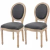 Eetkamerstoelen Set Van 2, Keukenstoel Met Rugleuning, Linnenlook Voor Eettafel, Grijs+natuur