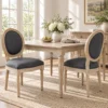 Eetkamerstoelen Set Van 2, Keukenstoel Met Rugleuning, Linnenlook Voor Eettafel, Grijs+natuur