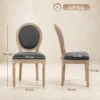 Eetkamerstoelen Set Van 2, Keukenstoel Met Rugleuning, Linnenlook Voor Eettafel, Grijs+natuur