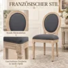Eetkamerstoelen Set Van 2, Keukenstoel Met Rugleuning, Linnenlook Voor Eettafel, Grijs+natuur