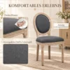 Eetkamerstoelen Set Van 2, Keukenstoel Met Rugleuning, Linnenlook Voor Eettafel, Grijs+natuur
