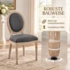 Eetkamerstoelen Set Van 2, Keukenstoel Met Rugleuning, Linnenlook Voor Eettafel, Grijs+natuur