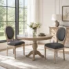 Eetkamerstoelen Set Van 2, Keukenstoel Met Rugleuning, Linnenlook Voor Eettafel, Grijs+natuur