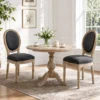 Eetkamerstoelen Set Van 2, Keukenstoel Met Rugleuning, Linnenlook Voor Eettafel, Grijs+natuur