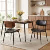 Eetkamerstoelen Set Van 2, Moderne Gestoffeerde Stoelen Met Kunstleren Zitvlak, Gebogen Rugleuning
