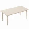 Eettafel Voor 8 Personen, Moderne Keukentafel Met Massief Houten Poten, 180 Cm, Crème