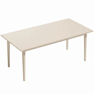 Eettafel Voor 8 Personen, Moderne Keukentafel Met Massief Houten Poten, 180 Cm, Crème