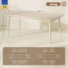 Eettafel Voor 8 Personen, Moderne Keukentafel Met Massief Houten Poten, 180 Cm, Crème