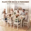 Eettafel Voor 8 Personen, Moderne Keukentafel Met Massief Houten Poten, 180 Cm, Crème