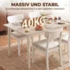 Eettafel Voor 8 Personen, Moderne Keukentafel Met Massief Houten Poten, 180 Cm, Crème