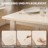 Eettafel Voor 8 Personen, Moderne Keukentafel Met Massief Houten Poten, 180 Cm, Crème