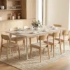 Eettafel Voor 8 Personen, Moderne Keukentafel Met Massief Houten Poten, 180 Cm, Crème