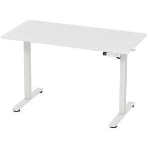 Elektrisch Verstelbare Staande Bureau Met LCD Display, Kabeldoorvoer & Haken, Wit